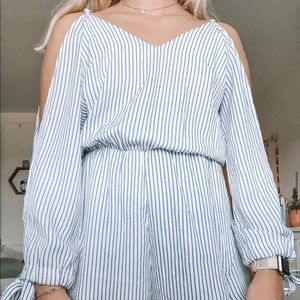 BLUE AND WHITE STRIPED ROMPER